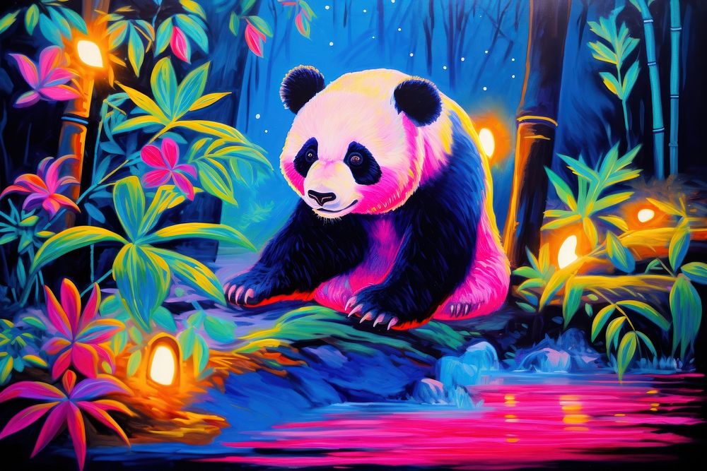 Panda painting bear representation.