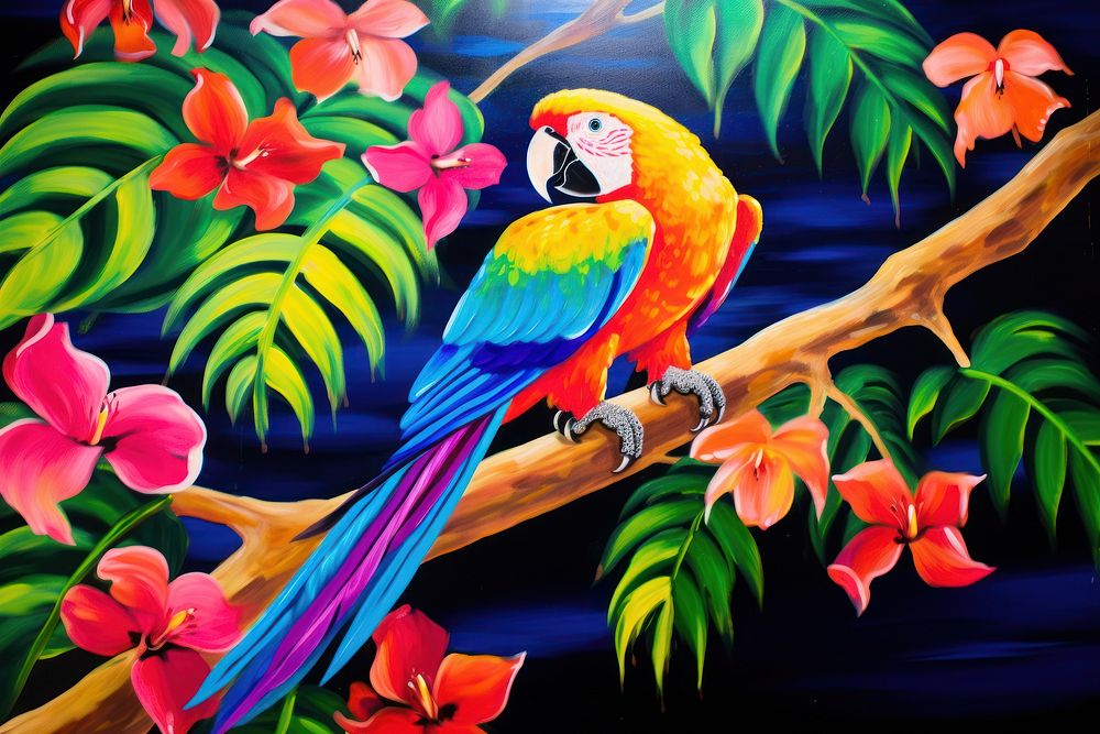 Parrot painting animal yellow.