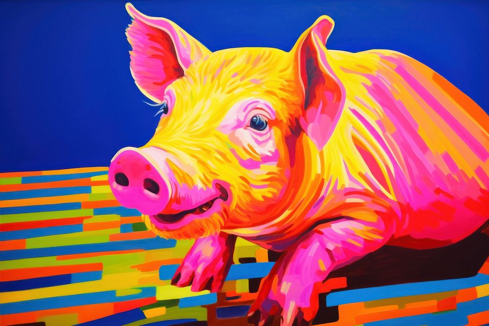 Pig painting mammal animal.