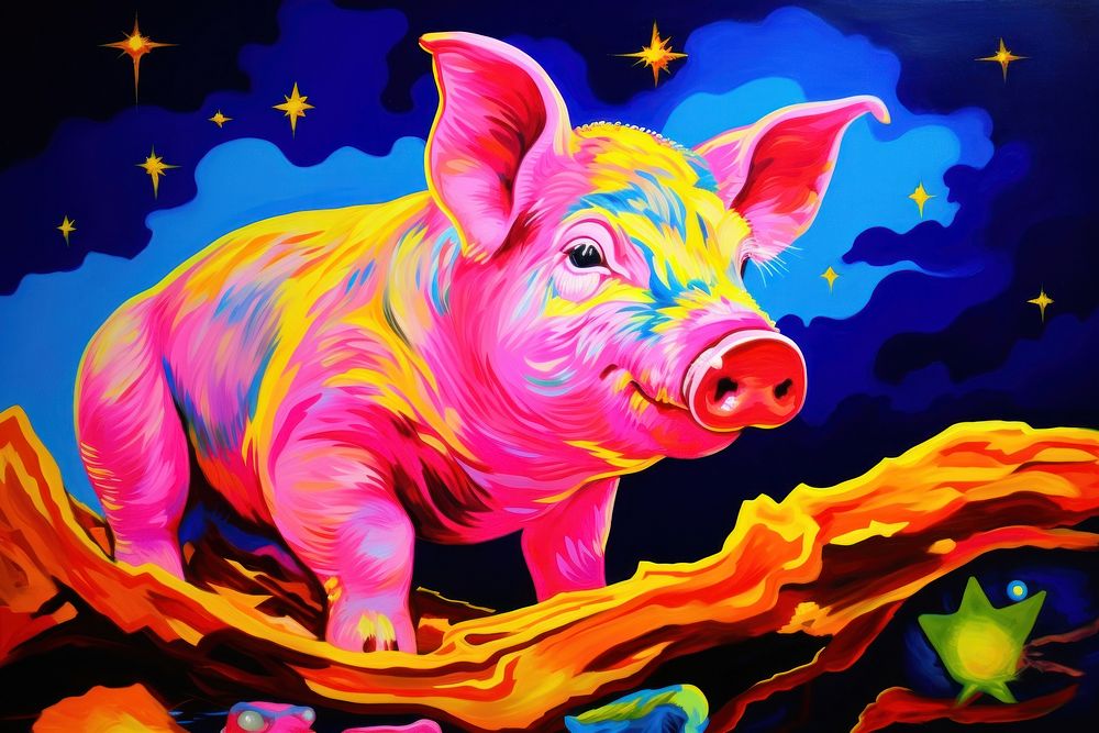 Pig painting animal mammal.