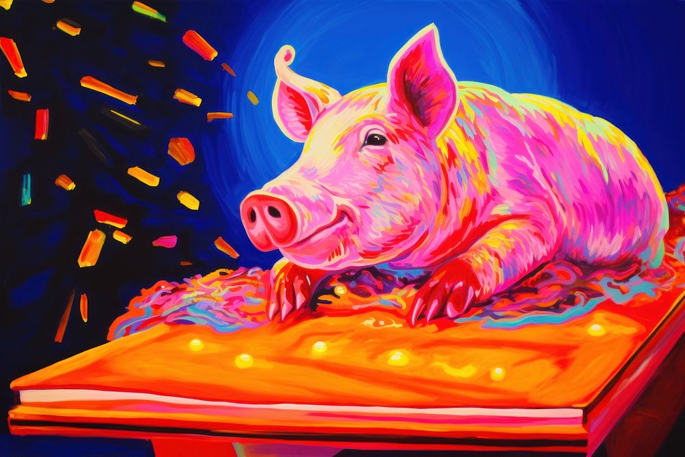 Pig painting mammal animal.