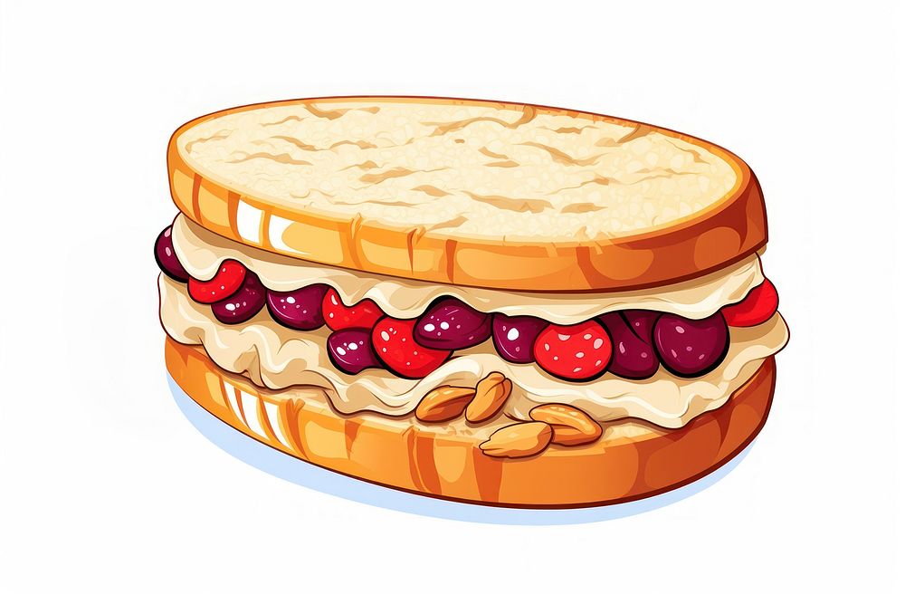 Peanut Butter and Jelly sandwich dessert cartoon bread.