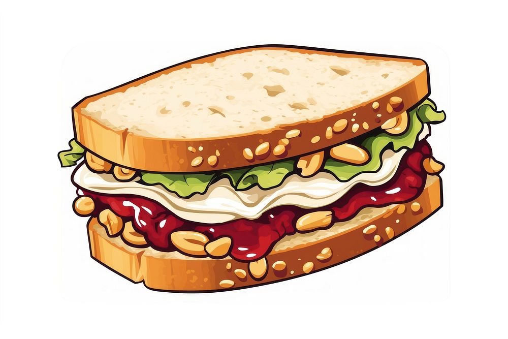 Peanut Butter and Jelly sandwich cartoon bread lunch.
