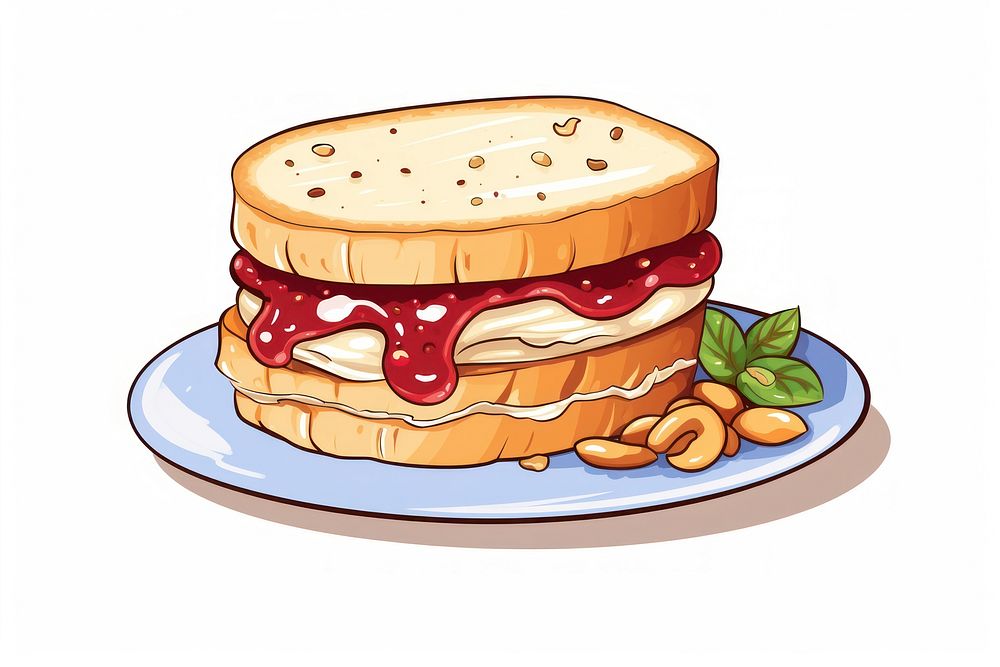 Peanut Butter and Jelly sandwich dessert cartoon bread.