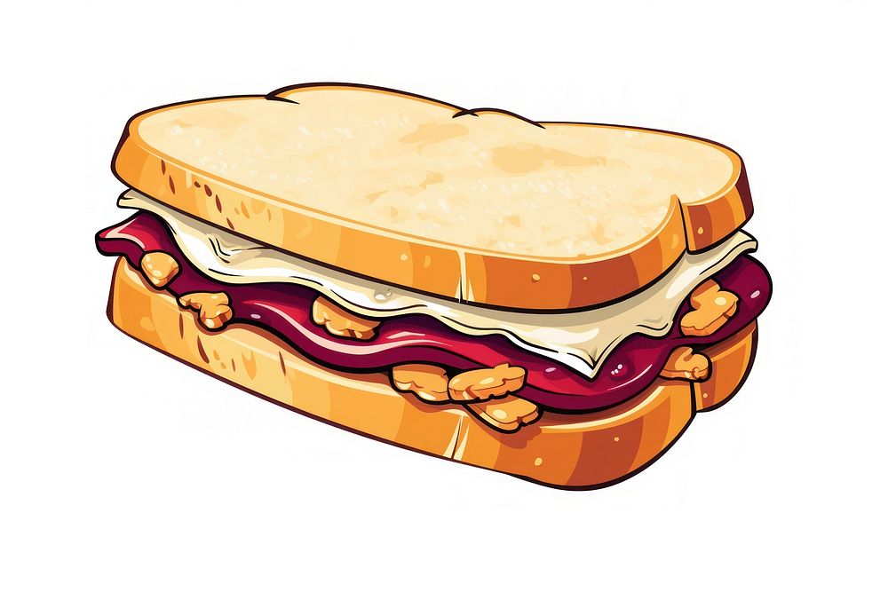 Peanut Butter and Jelly sandwich cartoon bread food.