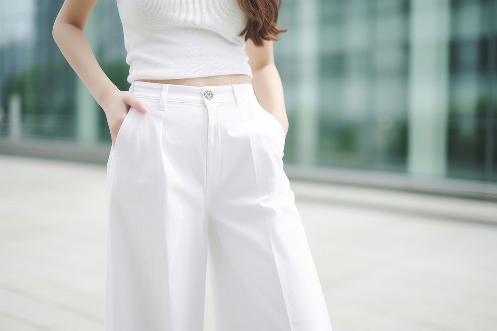 Wideleg jeans skirt adult white.