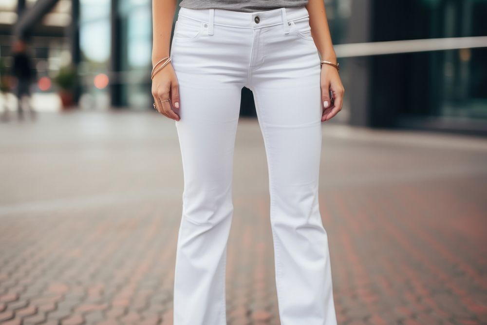 Bootcut jeans pants denim white.