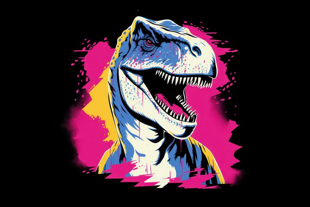 CMYK Screen printing dinosaur representation creativity pixelated.