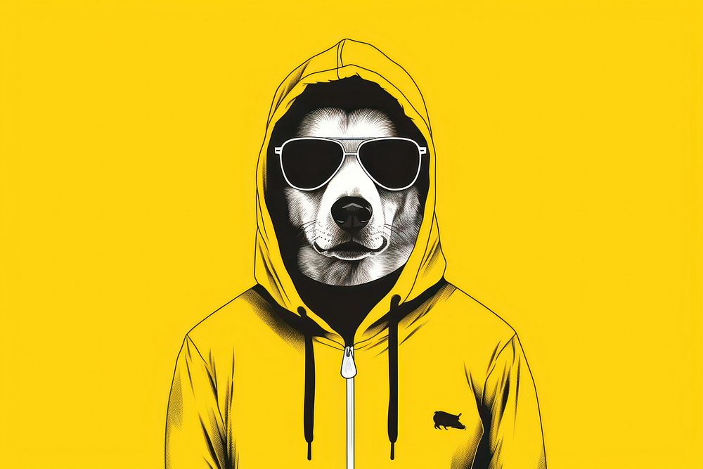 CMYK Screen printing dog sweatshirt glasses adult.