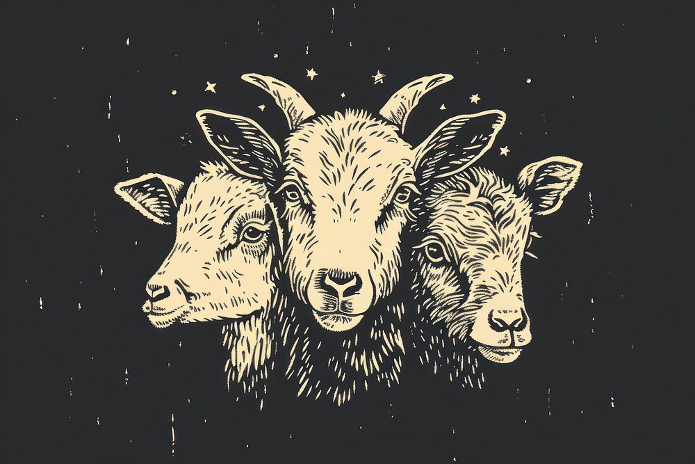 CMYK Screen printing farm animals livestock mammal sheep.