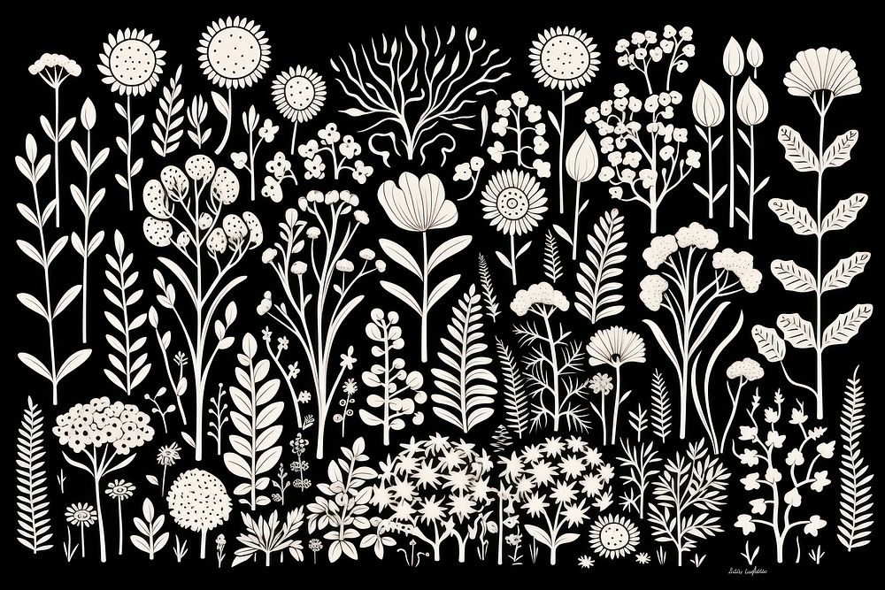 CMYK Screen printing garden backgrounds pattern drawing.