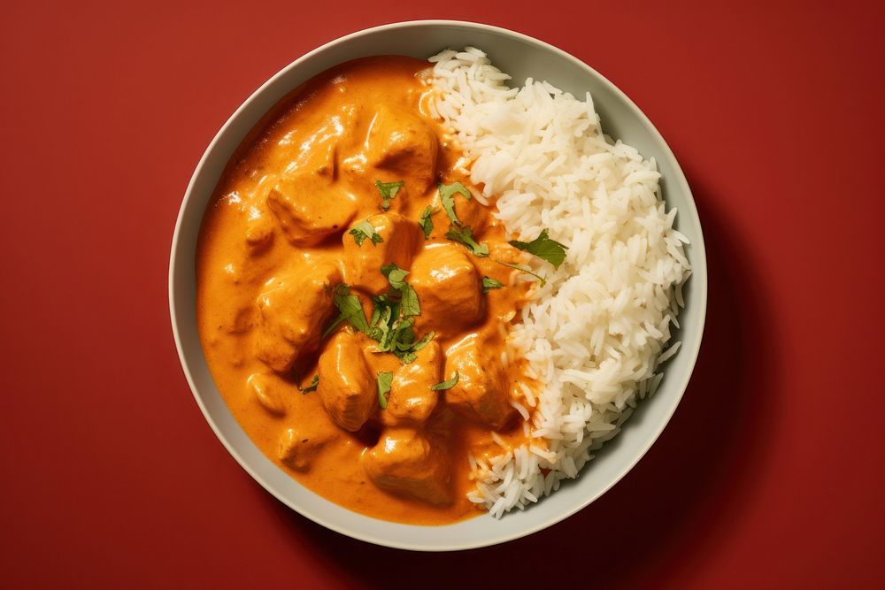 Butter chicken curry plate food.