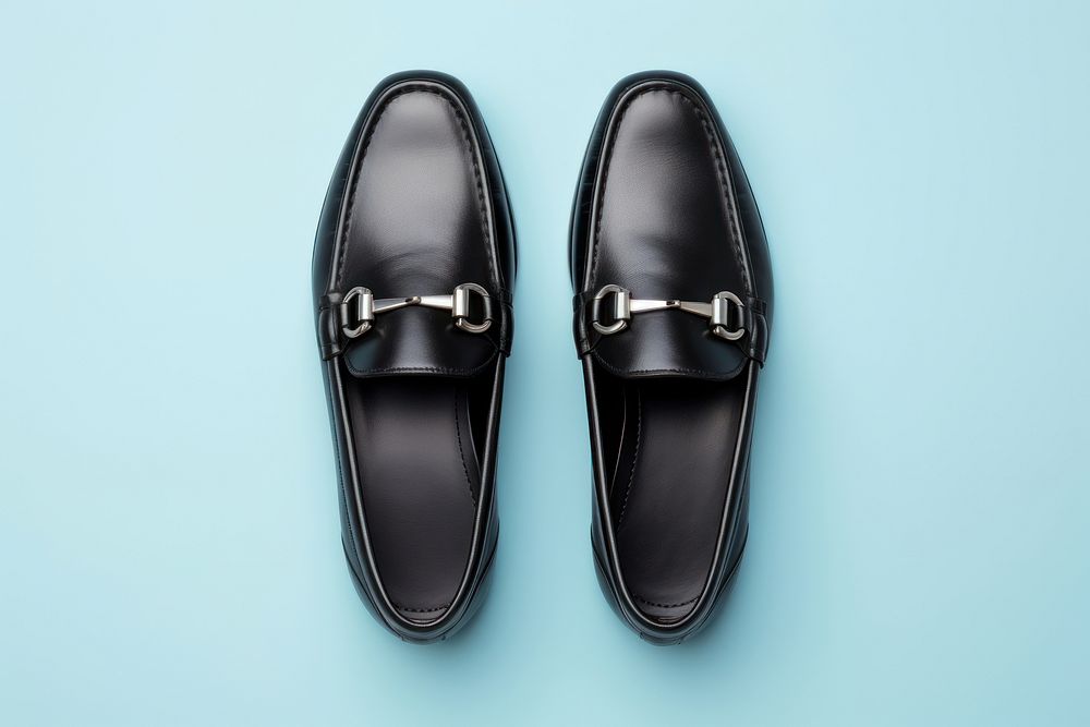 Black soft leather loafers with buckle footwear shoe blue.