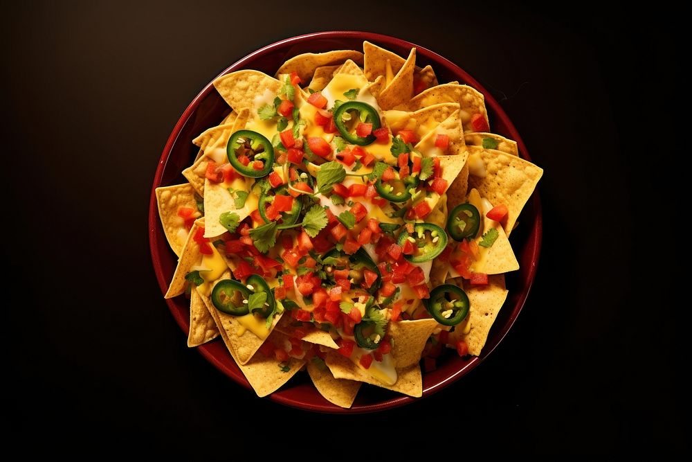 Bowl of nachos food snack plate.