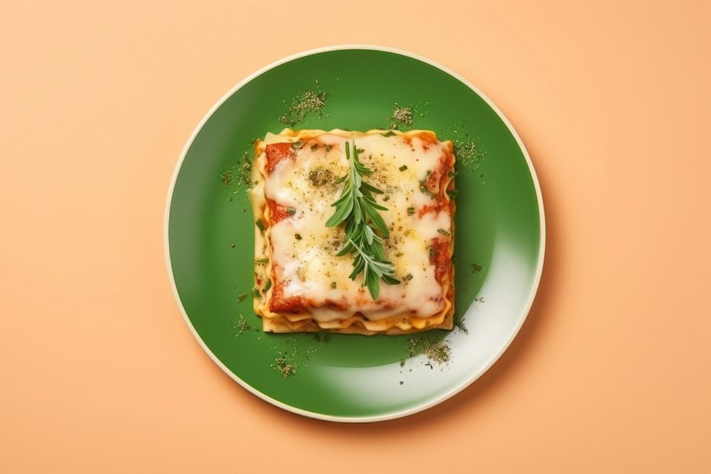 Lasagna plate food vegetable.