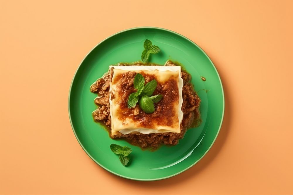 Lasagna plate food vegetable.