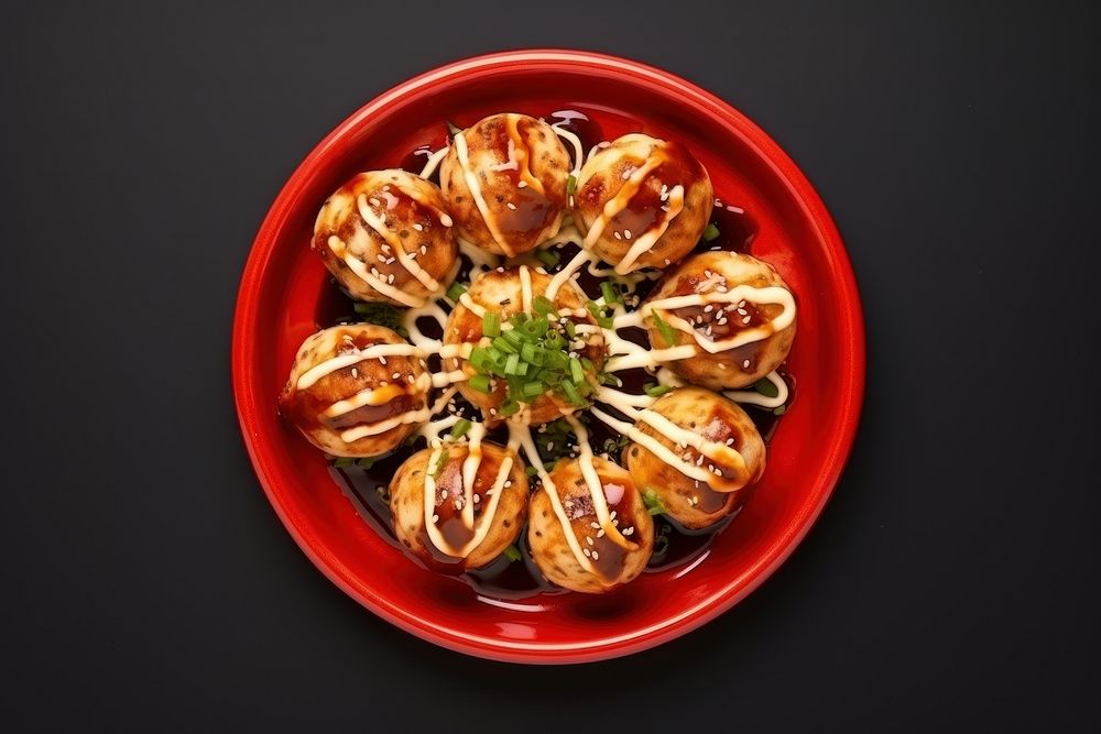 Takoyaki plate food meal.