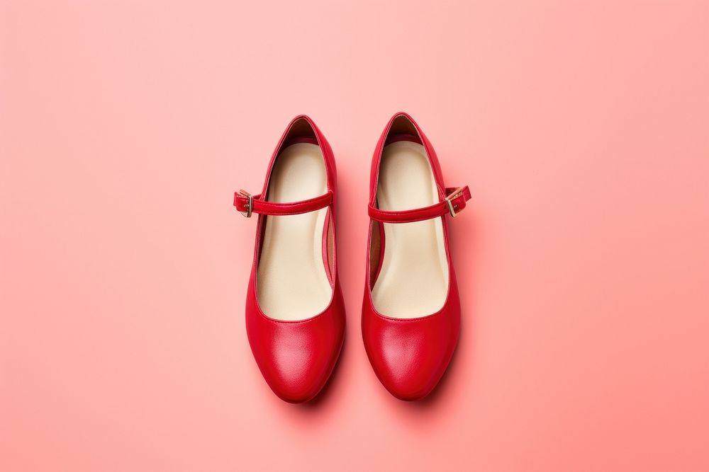 Red buckled ballet flats footwear shoe elegance.
