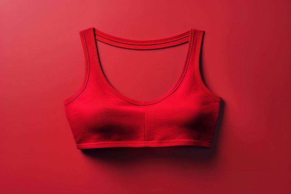 Red cotton top undergarment exercising brassiere.