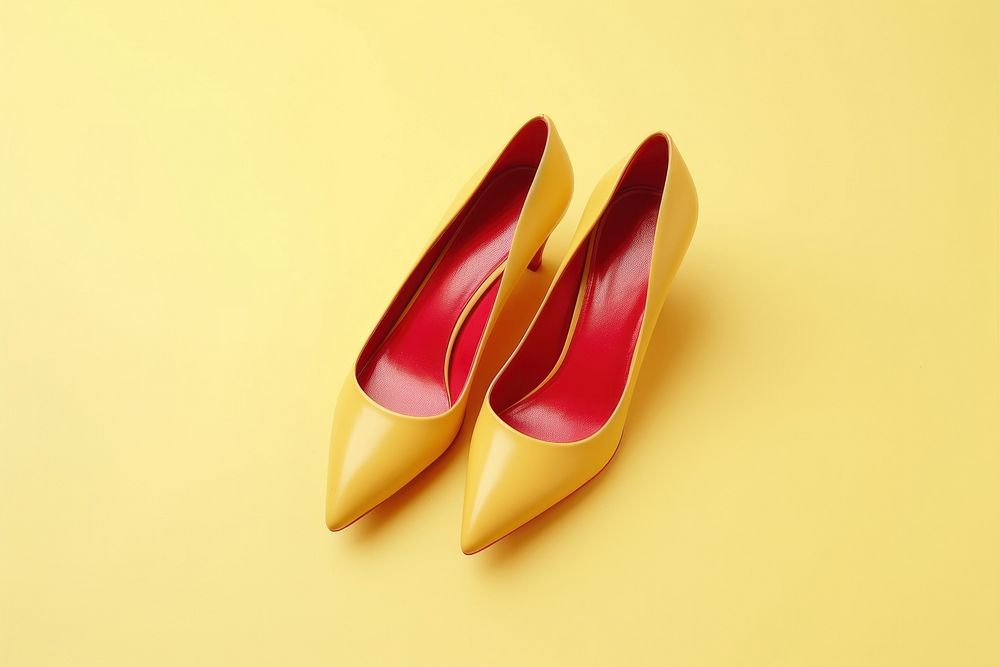 Red highheel shoes yellow footwear simplicity.