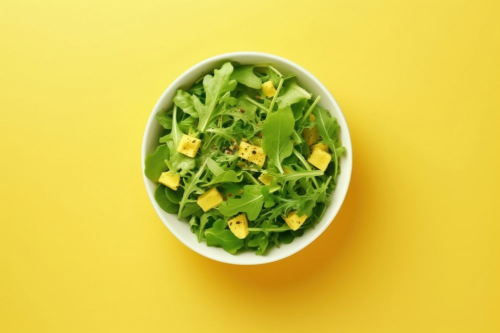 Salad bowl vegetable arugula plant.