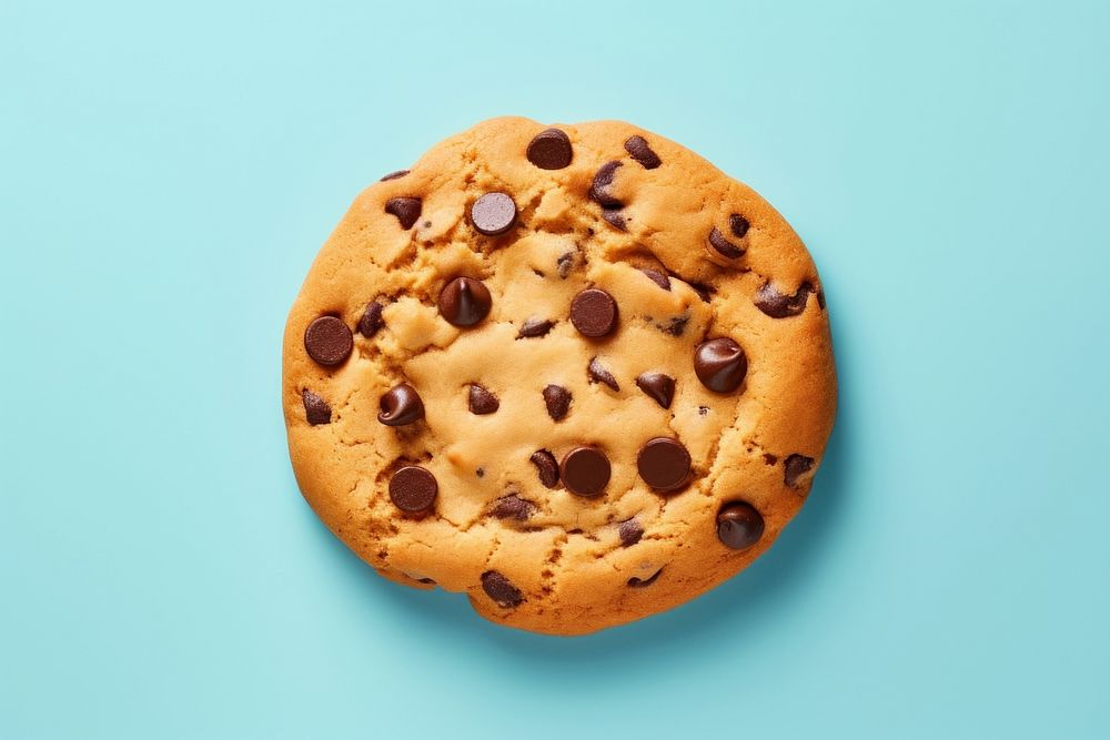 Soft chocolate chip cookie food confectionery freshness.
