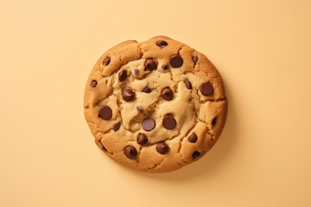 Soft chocolate chip cookie food confectionery freshness.