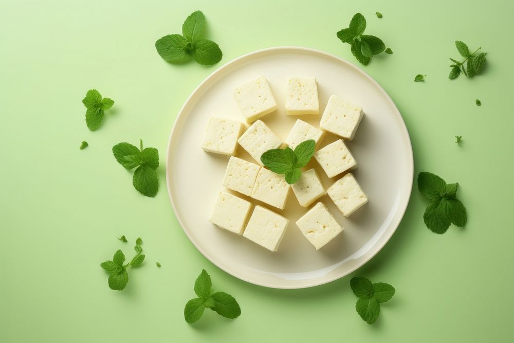 Tofu food cheese plate.