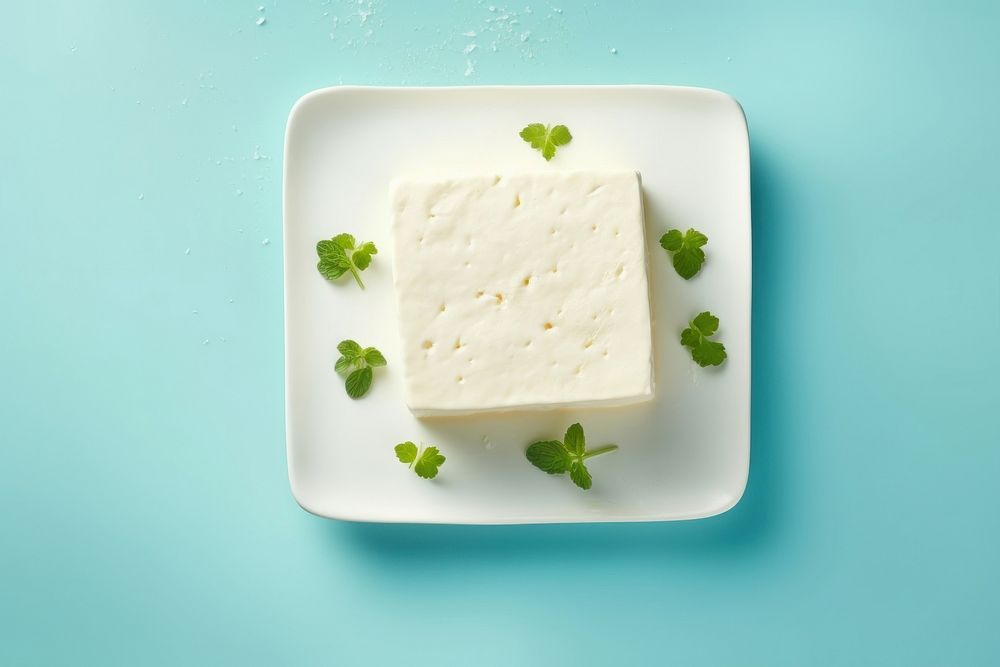 Tofu food cheese plate.