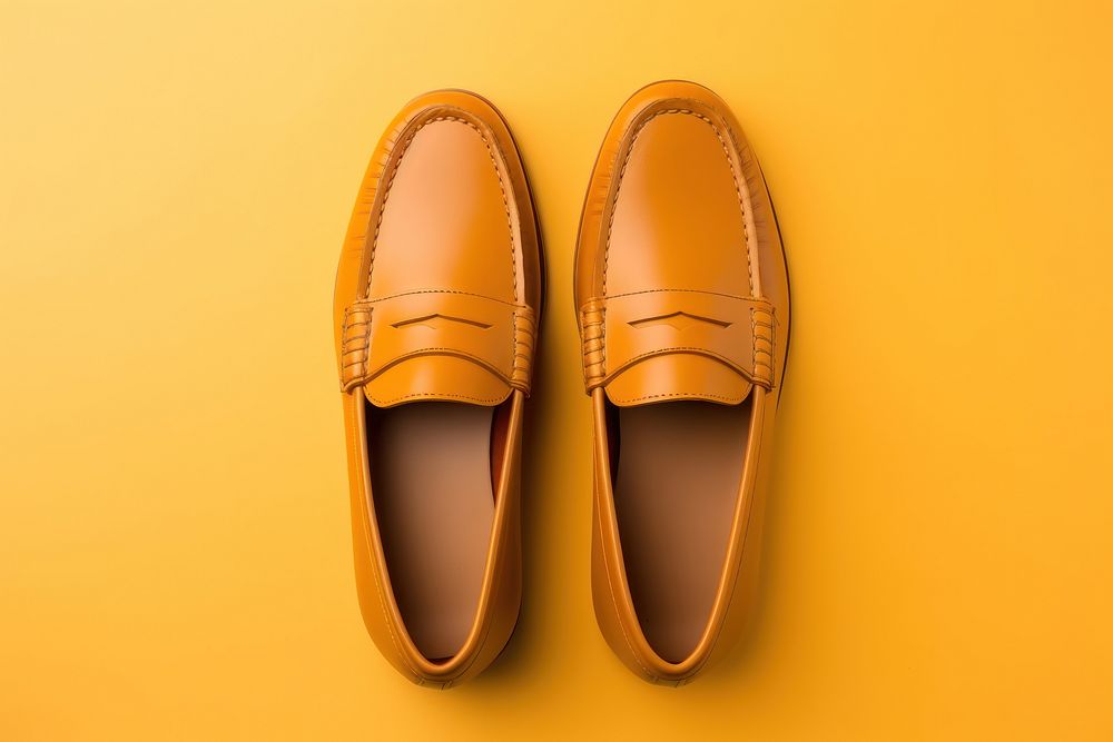 Track sole loafers footwear yellow shoe.