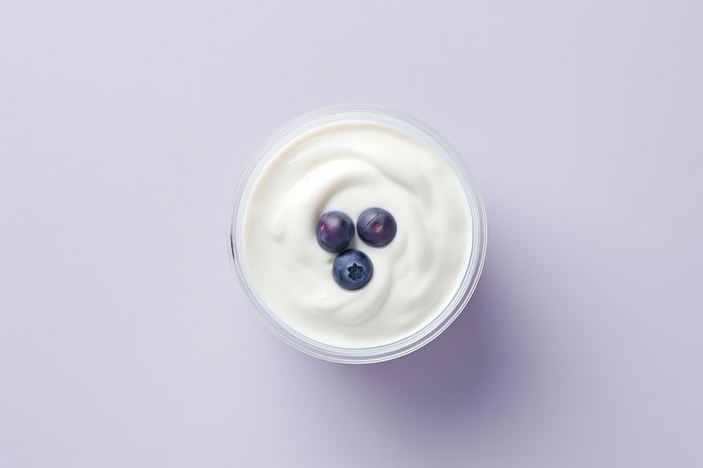 Yogurt with blueberry dessert cream fruit.
