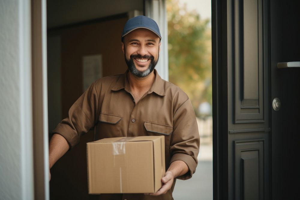 Man holding a box cardboard adult.