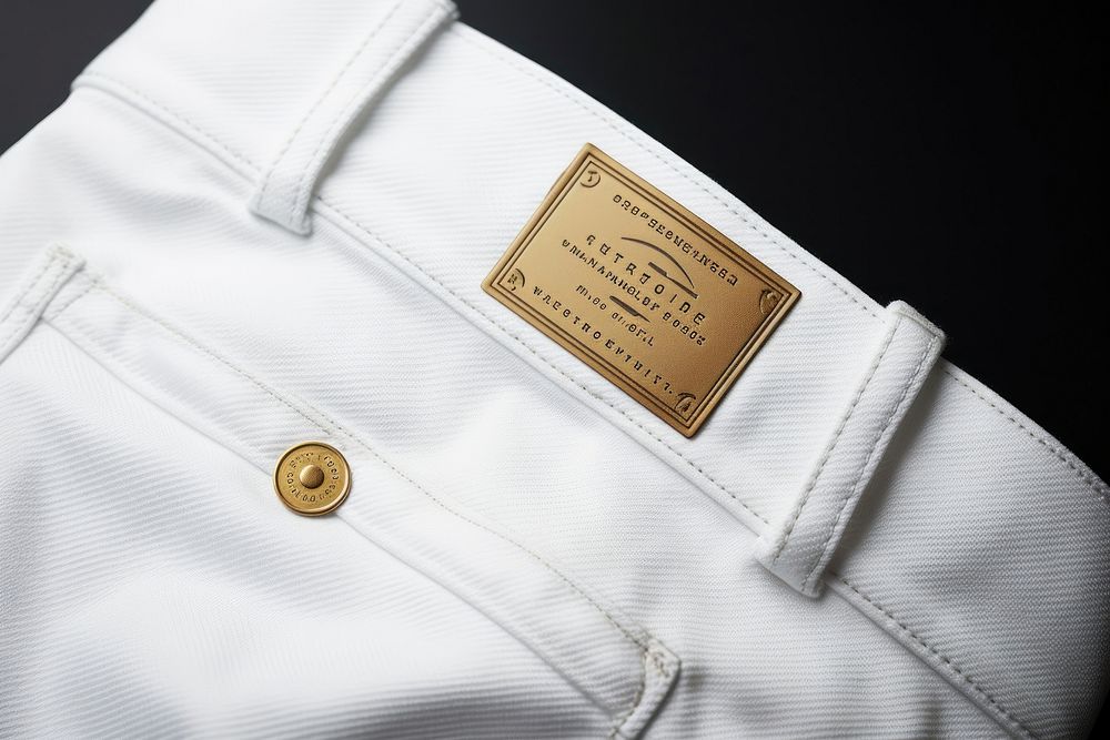 Jeans label white accessories monochrome.