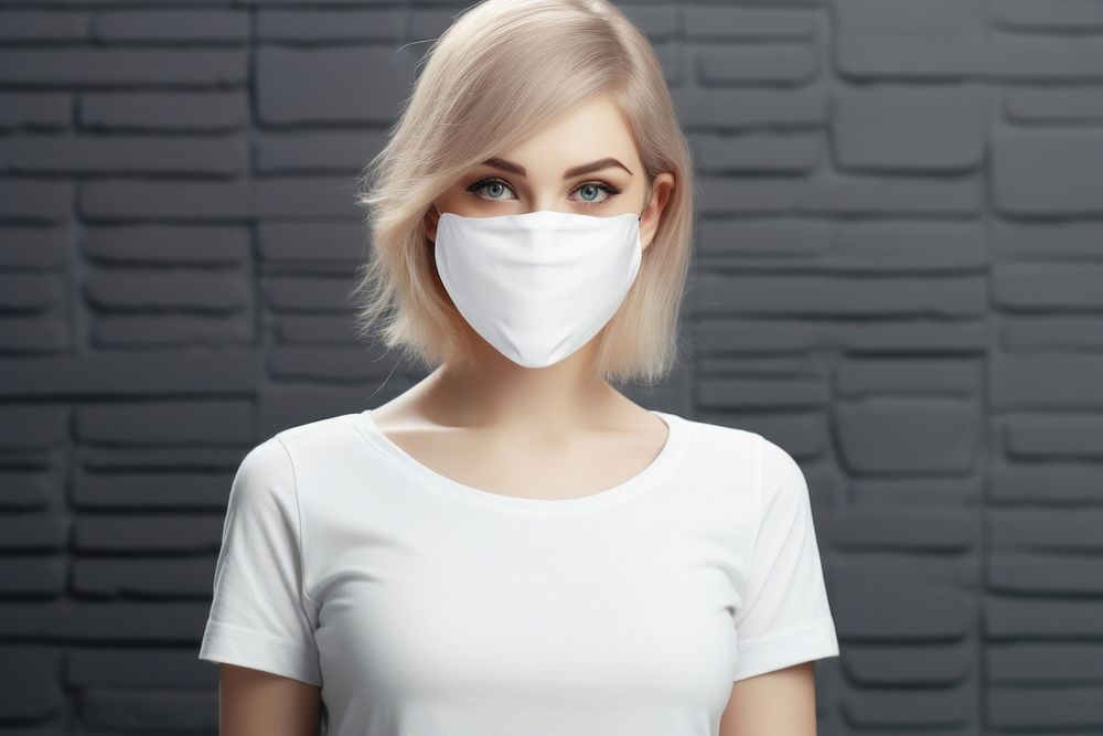 Face mask t-shirt adult white.