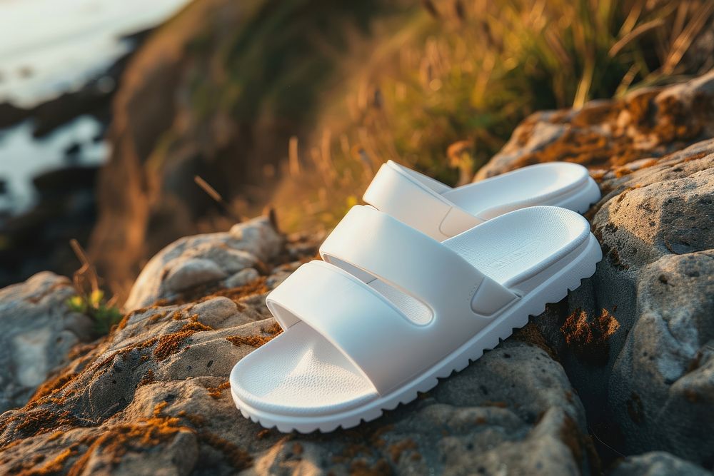Slide sandals shoe footwear outdoors white.