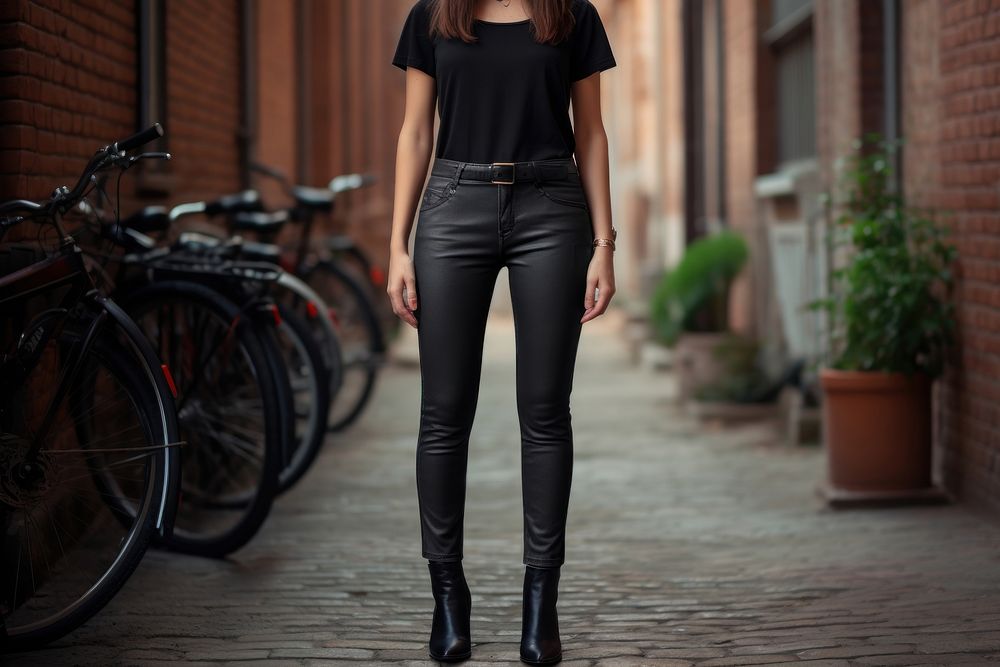 Black jeans mockup bicycle pants denim.