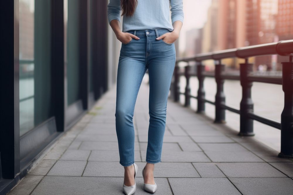 Straight leg jeans mockup denim pants adult.