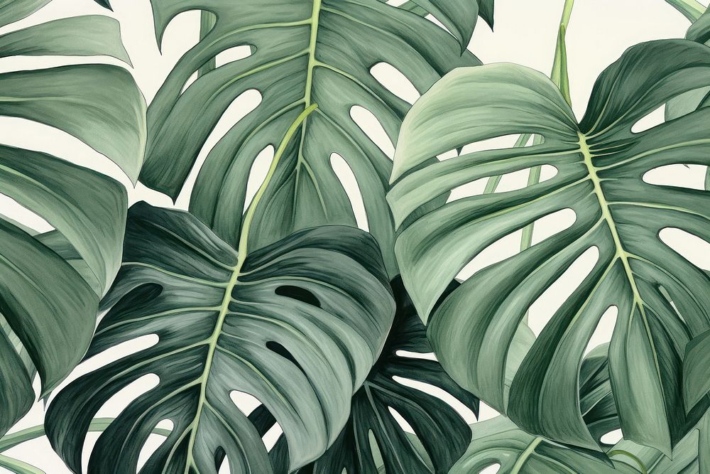Vintage drawing of monstera backgrounds tropics pattern.