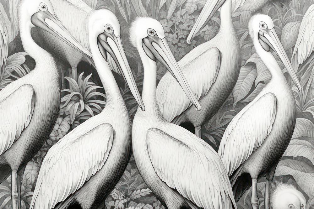 Pelican drawing animal sketch.