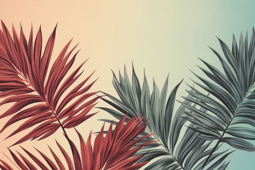 Drawing of palm leaves pattern backgrounds outdoors.
