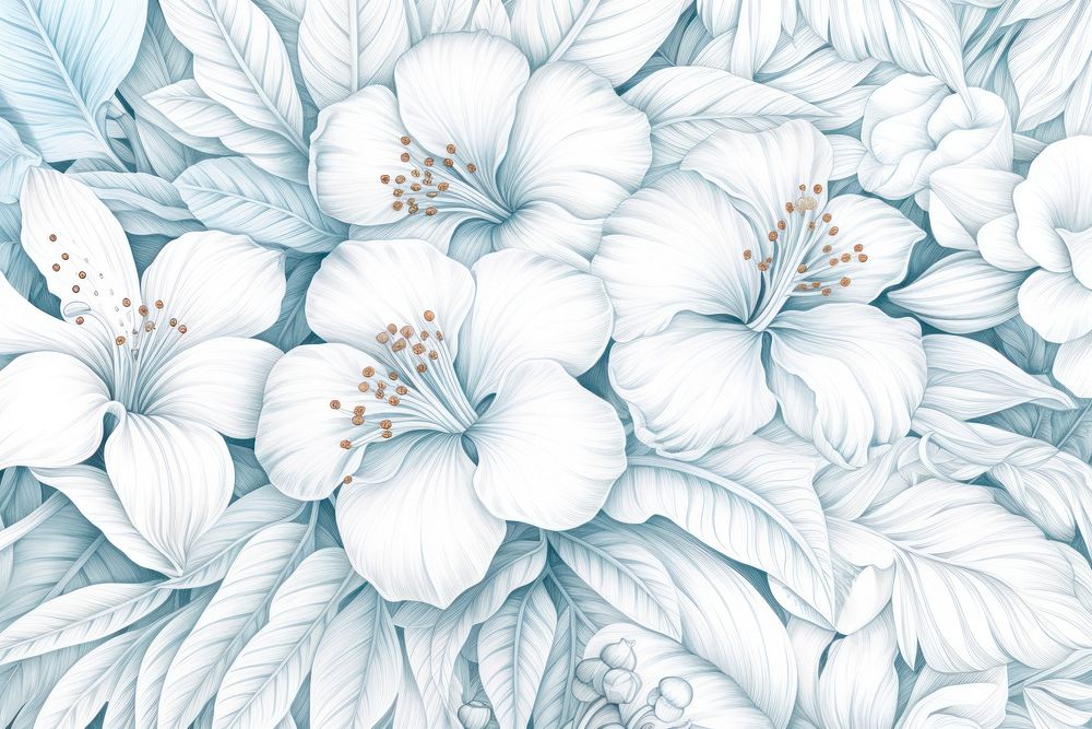 Pastel monotone seamless tropical pattern flower backgrounds sketch.