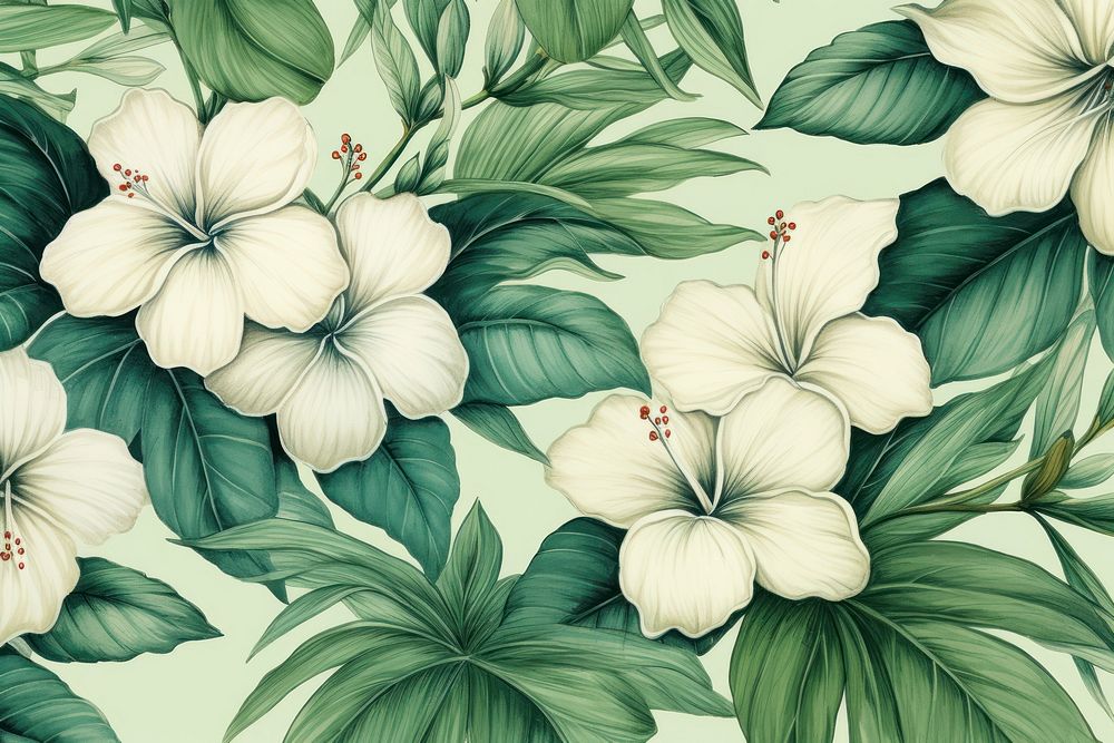 Monotone seamless tropical pattern flower backgrounds plant.