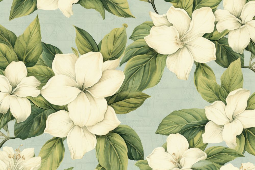 Pastel monotone seamless tropical pattern flower backgrounds wallpaper.