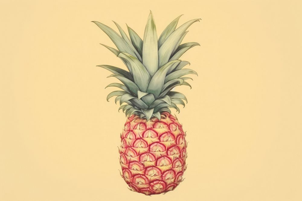 Drawing of pineapple pencil pattern fruit plant.