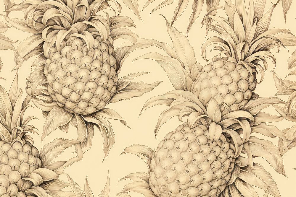 Seamless monotone pineapples wallpaper sketch backgrounds pattern.