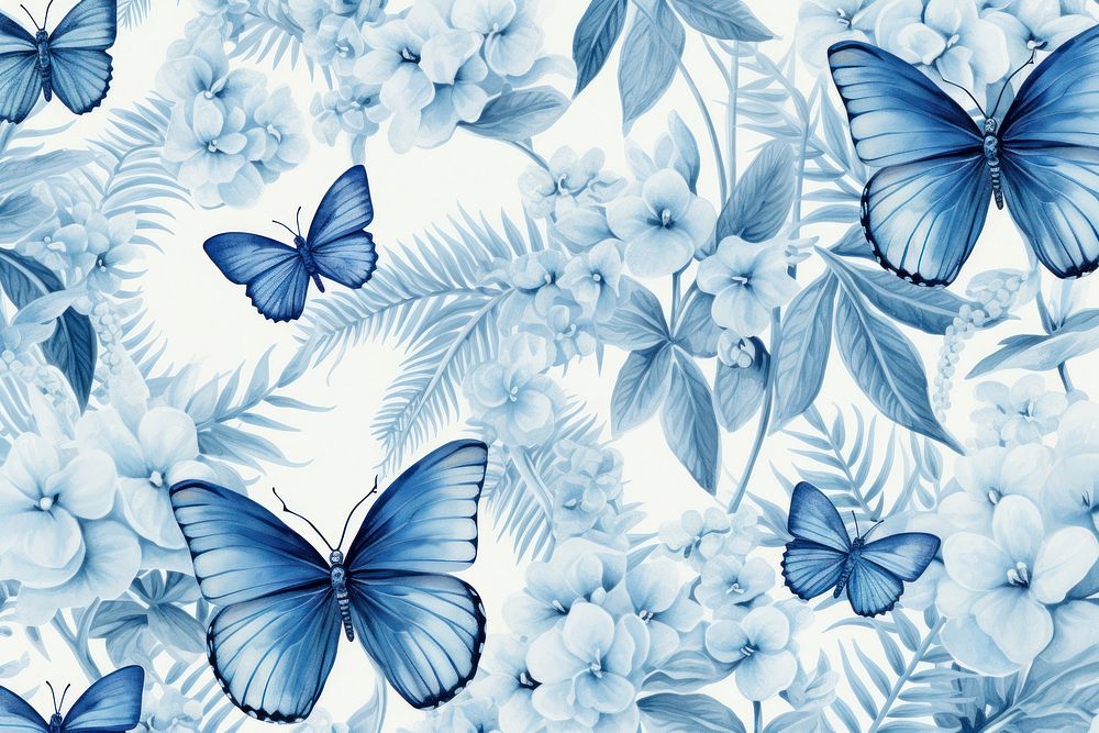 Seamless monotone butterfly wallpaper pattern backgrounds nature flower.