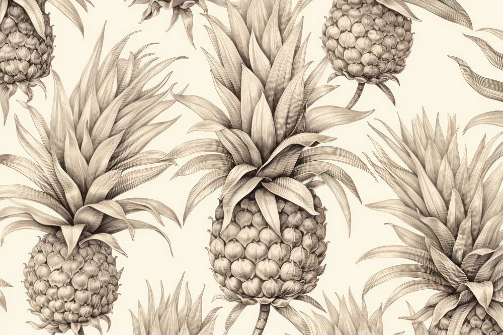 Seamless monotone pineapples wallpaper drawing sketch backgrounds.
