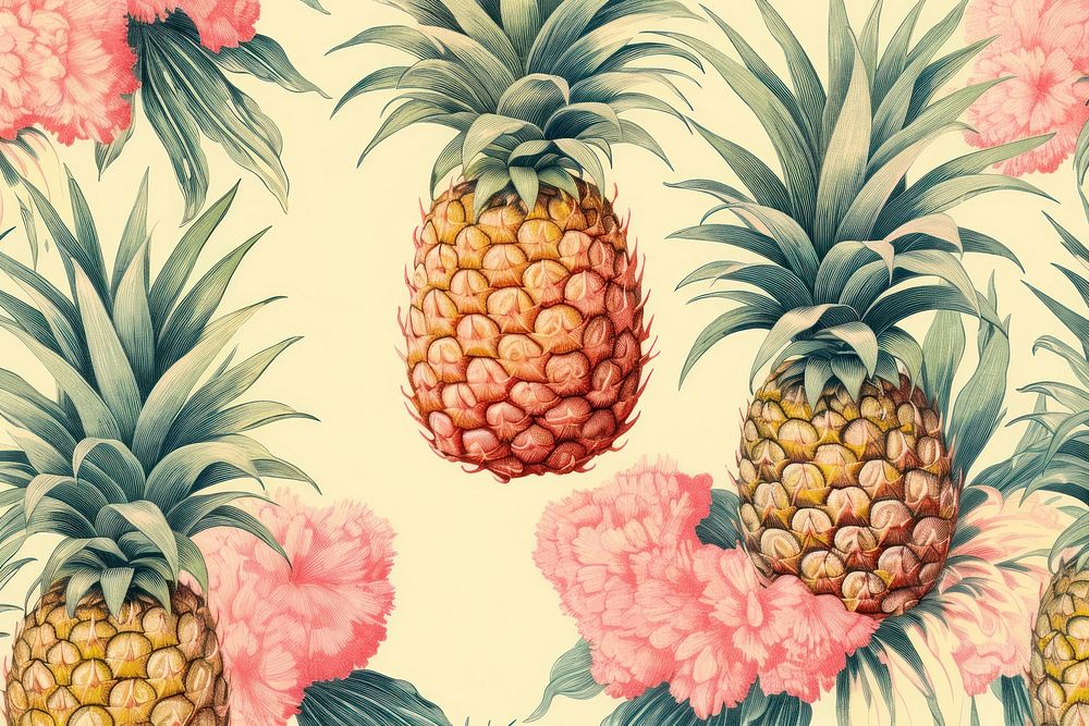 Seamless monotone pineapples wallpaper backgrounds pattern fruit.