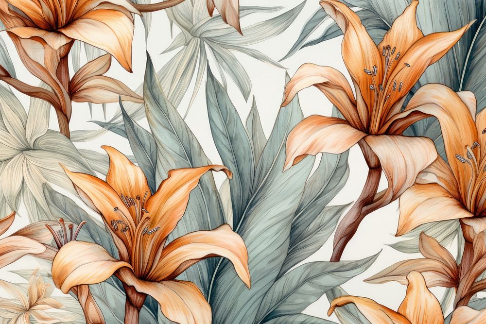 Seamless nature wallpaper pattern flower backgrounds plant.