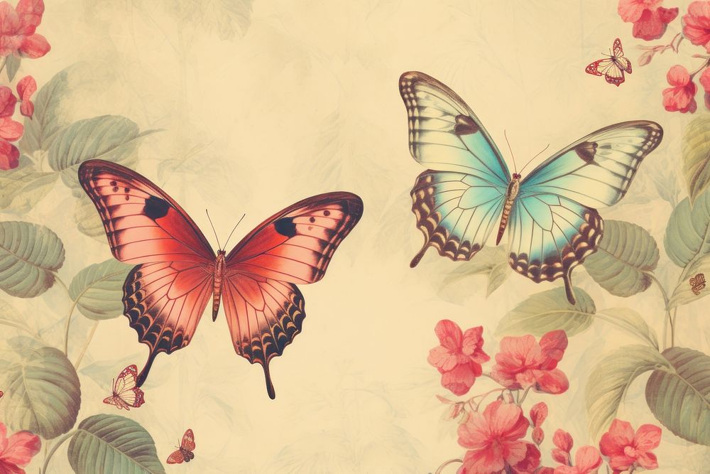 Seamless butterfly wallpaper pattern flower animal insect.